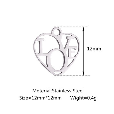 5 бр. Любовно сърце от неръждаема стомана＆Мама Деца Майчина любов Талисмани Изработка на колие Гривна Направи си сам Подарък за деня на майката Аксесоари за бижута