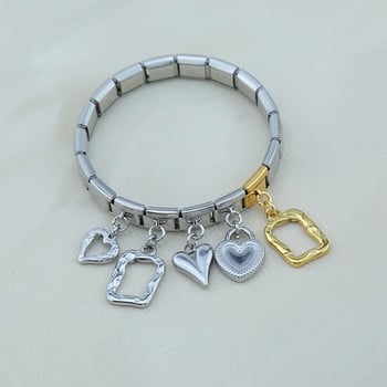 Hapiship 2023 υψηλής ποιότητας New Hollow Fashion Heart Square Charm Link Βραχιόλι από ανοξείδωτο ατσάλι 9 χιλιοστών που κάνει DIY Jewelry DJ655