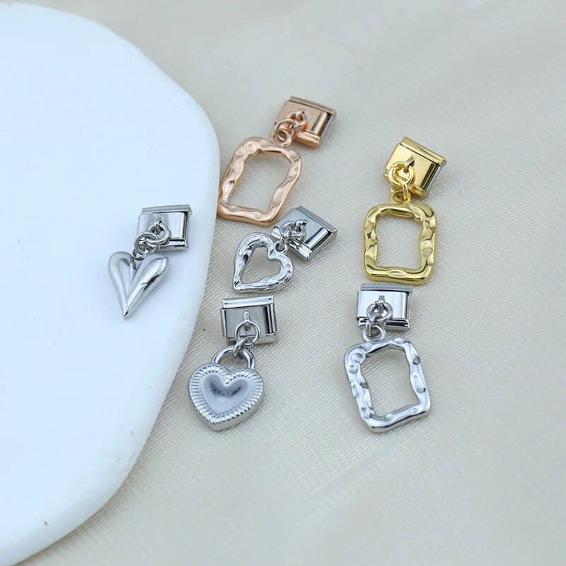 Hapiship 2023 υψηλής ποιότητας New Hollow Fashion Heart Square Charm Link Βραχιόλι από ανοξείδωτο ατσάλι 9 χιλιοστών που κάνει DIY Jewelry DJ655