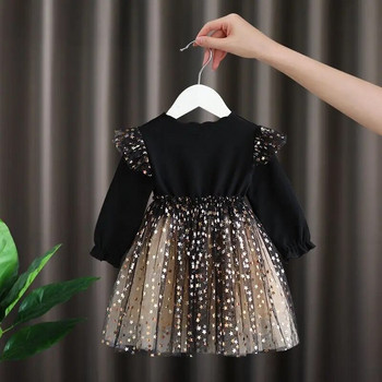 1 до 7 години 2021 г. Нова бебешка рокля Пролет и лято Нова памучна туту пола за корейско момиче Мрежена рокля на принцеса със звездна мрежа