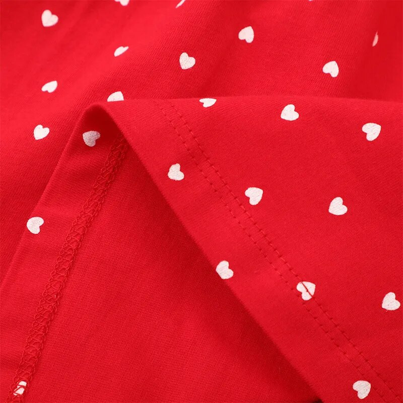 Šokinėjantys metrai 2023 m. Naujas atvykimas Raudonos princesės mergaičių suknelės širdelių spausdinimas mielas rudeninis pavasaris vaikiški drabužiai vakarėliui, vaikiškos suknelės