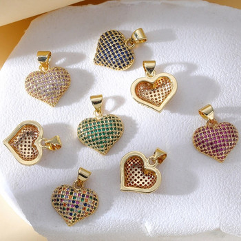 Juya 18 καρατίων με πραγματικό επιχρυσωμένο Micro Pave Zircon Love Heart Charms For Handmade Luxury Pendent Πρωτοχρονιάτικο Δώρο Κατασκευή κοσμημάτων