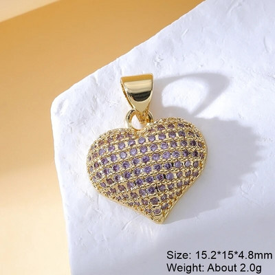 Juya 18K ehtsa kullaga kaetud mikrosillutisega tsirkoonist armastussüdamevõlusid käsitsi valmistatud luksusliku ripatsiga uusaasta kingituse ehete valmistamiseks