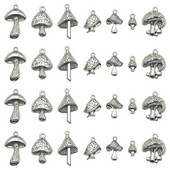 21 τμχ Μικτό 7 στιλ Θιβετιανού στυλ Μανιτάρι Γούρι από κράμα μεταλλικά φυτά μενταγιόν για DIY Σκουλαρίκια Κολιέ Βραχιόλια Κατασκευή κοσμημάτων