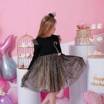 VIKITA Κοριτσίστικα μακρυμάνικα φόρεμα Αστέρι παγιέτες πάρτι Πριγκίπισσα φόρεμα Παιδικά casual ρούχα Καθημερινά ρούχα Βρεφικά δώρο Vestidos