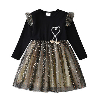 VIKITA Момическа рокля с дълги ръкави Звездни пайети Парти рокля на принцеса Детско ежедневно облекло Ежедневно облекло Infantil Vestidos Подарък