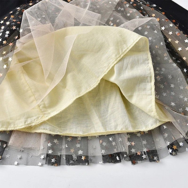 VIKITA Κοριτσίστικα μακρυμάνικα φόρεμα Αστέρι παγιέτες πάρτι Πριγκίπισσα φόρεμα Παιδικά casual ρούχα Καθημερινά ρούχα Βρεφικά δώρο Vestidos