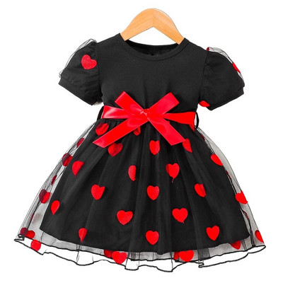 4-7 ani Copii Fata Rochie Printesa Fundita Rosie Maneca scurta Fusta Tulle Dragoste Festival Costume pentru petrecerea de nastere pentru fetita