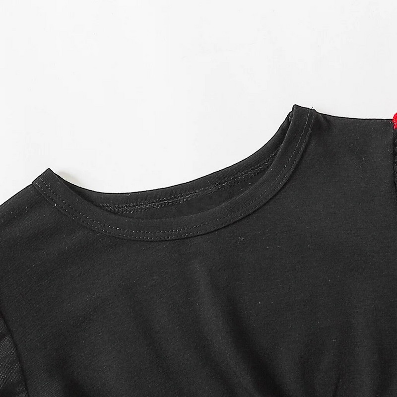 4-7 ani Copii Fata Rochie Printesa Fundita Rosie Maneca scurta Fusta Tulle Dragoste Festival Costume pentru petrecerea de nastere pentru fetita