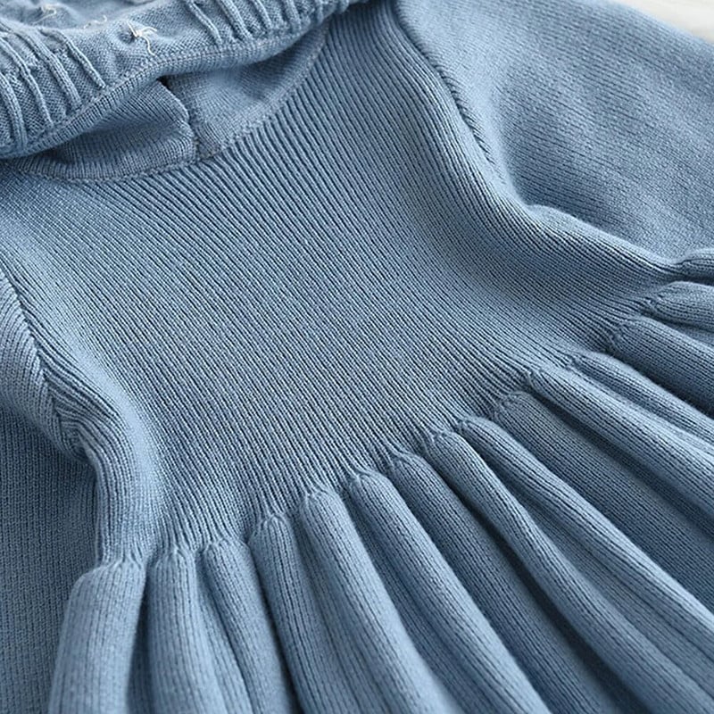 Melario rudens žiemos mergaičių megztinė suknelė ilgomis rankovėmis, 2023 m. Kalėdų vakarėlis Mergaitei Retro megzta vilnonė suknelė laisvalaikio Vestidos