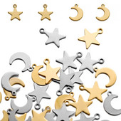 20-50 τμχ/ παρτίδα Χρυσό χρώμα Ανοξείδωτο ατσάλι Star Moon Charms Κρεμαστό για Σκουλαρίκια Κολιέ Βραχιόλι Χειροτεχνία Κατασκευή κοσμημάτων DIY