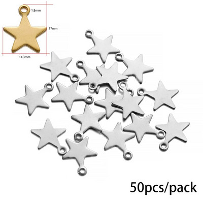 20-50 τμχ/ παρτίδα Χρυσό χρώμα Ανοξείδωτο ατσάλι Star Moon Charms Κρεμαστό για Σκουλαρίκια Κολιέ Βραχιόλι Χειροτεχνία Κατασκευή κοσμημάτων DIY