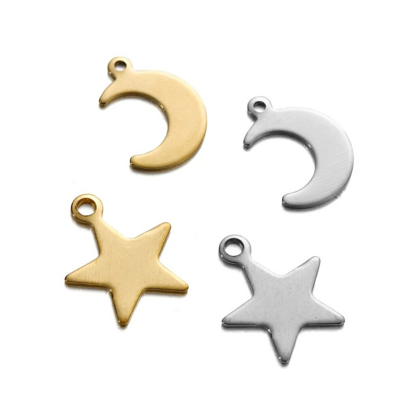 20-50 τμχ/ παρτίδα Χρυσό χρώμα Ανοξείδωτο ατσάλι Star Moon Charms Κρεμαστό για Σκουλαρίκια Κολιέ Βραχιόλι Χειροτεχνία Κατασκευή κοσμημάτων DIY