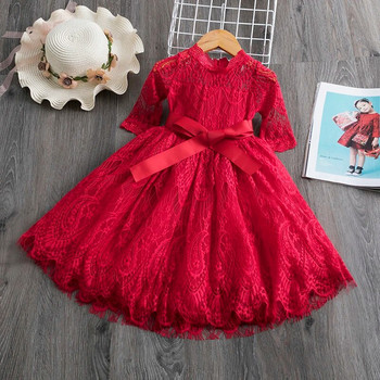 Παιδικά φορέματα για κορίτσια Φόρεμα με δαντέλα λουλούδι από τούλι Γαμήλιο κοριτσάκι Τελετή πάρτι γενεθλίων Παιδικό φθινόπωρο casual ρούχα