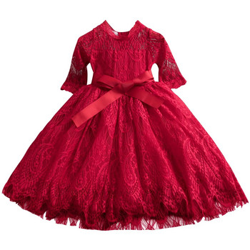 Παιδικά φορέματα για κορίτσια Φόρεμα με δαντέλα λουλούδι από τούλι Γαμήλιο κοριτσάκι Τελετή πάρτι γενεθλίων Παιδικό φθινόπωρο casual ρούχα