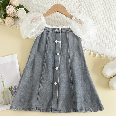 Bear Leader suvetüdruk printsesskleidid Lastetikandiga Kolmemõõtmeline lilleline pitsist võrkkleit 2-6 aastat