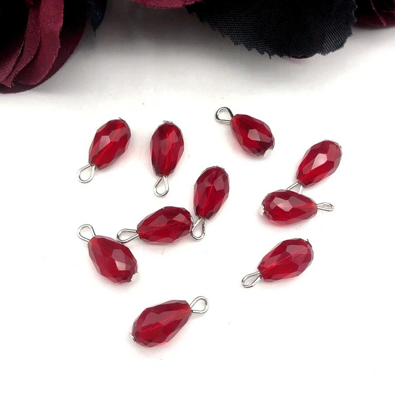10 Vnt 8x12 Mm Juoda, Raudona, Krištolinio akmens aksesuarai, Apyrankės, Kaklo papuošalai, Auskarai, „Pasidaryk pats“ rankų darbo papuošalų priedai