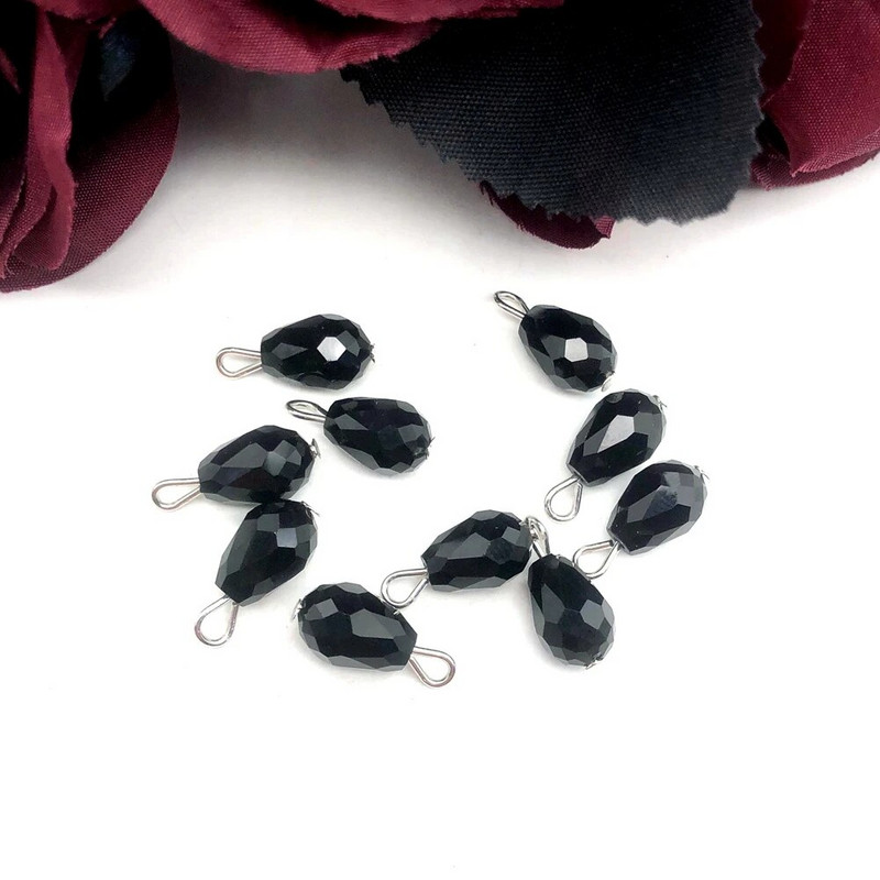 10 Vnt 8x12 Mm Juoda, Raudona, Krištolinio akmens aksesuarai, Apyrankės, Kaklo papuošalai, Auskarai, „Pasidaryk pats“ rankų darbo papuošalų priedai