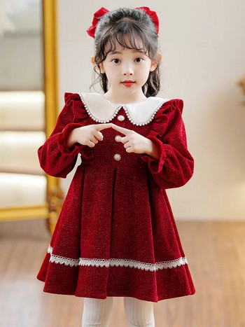 2023 Νέο χαριτωμένο φόρεμα πριγκίπισσας για κορίτσια Άνοιξη φθινόπωρο Κορεατικά παιδικά κορίτσια Peter Pan Φορέματα πάρτι σε γραμμή Α για γενέθλια