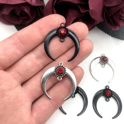 5 gabali no mēness sakausējuma kristāla dārgakmeņiem, 35 x 32 mm piekariņi, mazi rotaslietas, izgatavojiet DIY kaklarotas un auskari