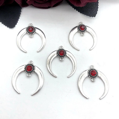 5 κομμάτια Moon Alloy Crystal Gems 35x32 mm Κρεμαστό Μικρό Κοσμήματα Κατασκευάζοντας DIY κολιέ και σκουλαρίκια