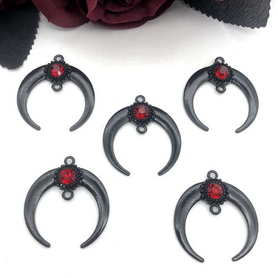 5 κομμάτια Moon Alloy Crystal Gems 35x32 mm Κρεμαστό Μικρό Κοσμήματα Κατασκευάζοντας DIY κολιέ και σκουλαρίκια