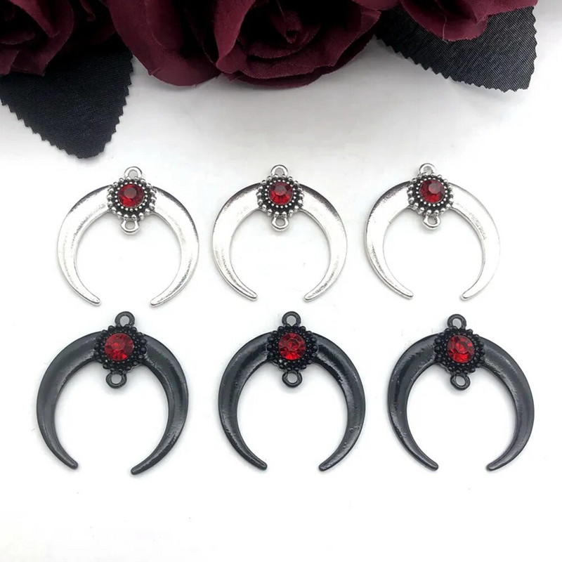 5 κομμάτια Moon Alloy Crystal Gems 35x32 mm Κρεμαστό Μικρό Κοσμήματα Κατασκευάζοντας DIY κολιέ και σκουλαρίκια