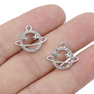 10 τμχ Επιχρυσωμένο Heart Planet Charms μενταγιόν για κοσμήματα κατασκευής βραχιόλι κολιέ σκουλαρίκια Αξεσουάρ DIY Craft 18x16mm