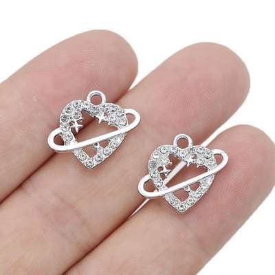 10 τμχ Επιχρυσωμένο Heart Planet Charms μενταγιόν για κοσμήματα κατασκευής βραχιόλι κολιέ σκουλαρίκια Αξεσουάρ DIY Craft 18x16mm