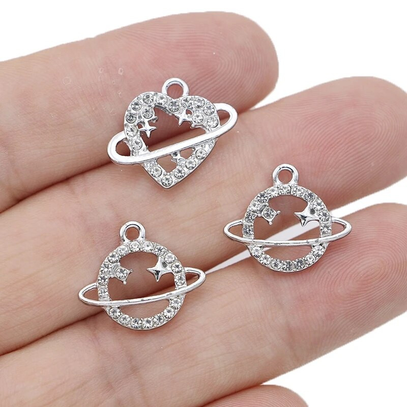 10 τμχ Επιχρυσωμένο Heart Planet Charms μενταγιόν για κοσμήματα κατασκευής βραχιόλι κολιέ σκουλαρίκια Αξεσουάρ DIY Craft 18x16mm