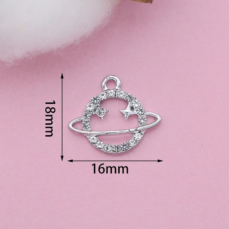 10 τμχ Επιχρυσωμένο Heart Planet Charms μενταγιόν για κοσμήματα κατασκευής βραχιόλι κολιέ σκουλαρίκια Αξεσουάρ DIY Craft 18x16mm