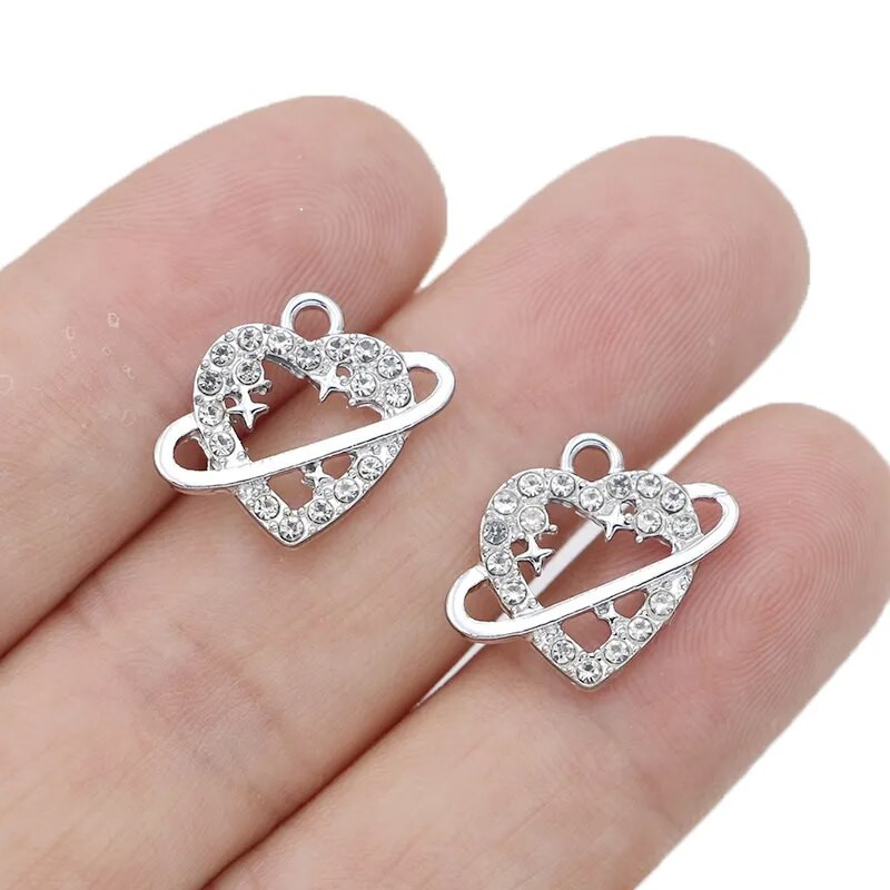 10 τμχ Επιχρυσωμένο Heart Planet Charms μενταγιόν για κοσμήματα κατασκευής βραχιόλι κολιέ σκουλαρίκια Αξεσουάρ DIY Craft 18x16mm