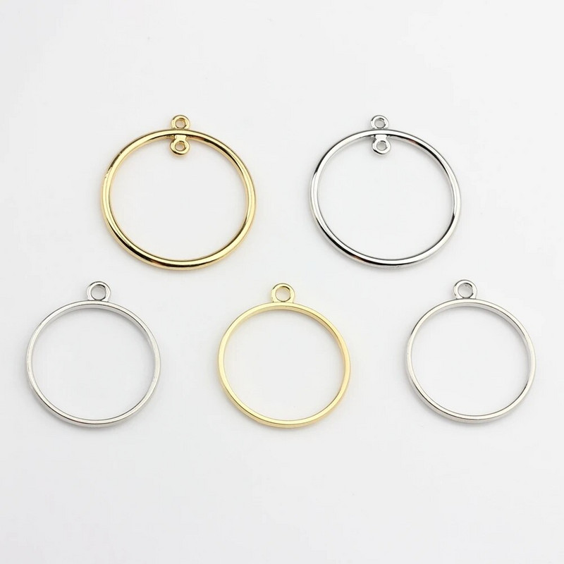 Cinko lydinio apvalūs žiediniai pakabukai rėmelis metalinis rėmelis pakabukų komplektas kabošono komplektas 10vnt/stal.pasidaryk pats auskarai priedai