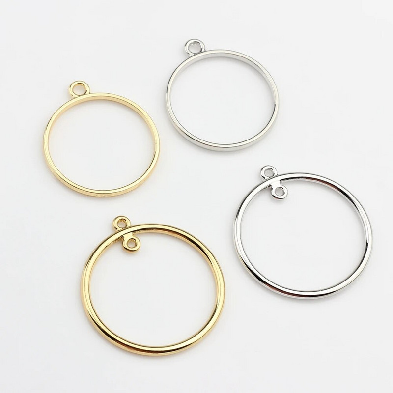 Cinko lydinio apvalūs žiediniai pakabukai rėmelis metalinis rėmelis pakabukų komplektas kabošono komplektas 10vnt/stal.pasidaryk pats auskarai priedai