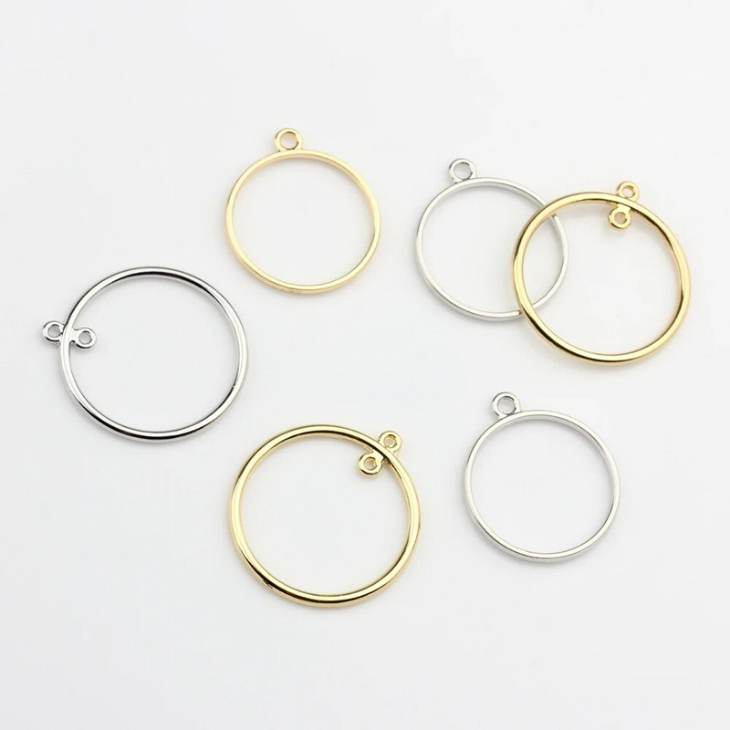 Cinko lydinio apvalūs žiediniai pakabukai rėmelis metalinis rėmelis pakabukų komplektas kabošono komplektas 10vnt/stal.pasidaryk pats auskarai priedai