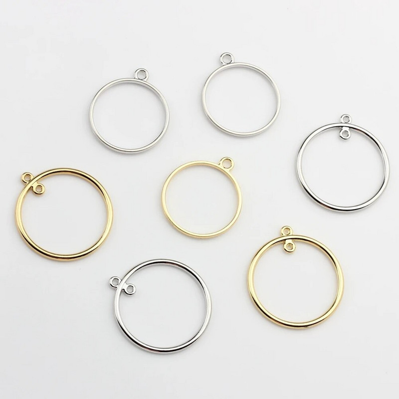 Cinko lydinio apvalūs žiediniai pakabukai rėmelis metalinis rėmelis pakabukų komplektas kabošono komplektas 10vnt/stal.pasidaryk pats auskarai priedai