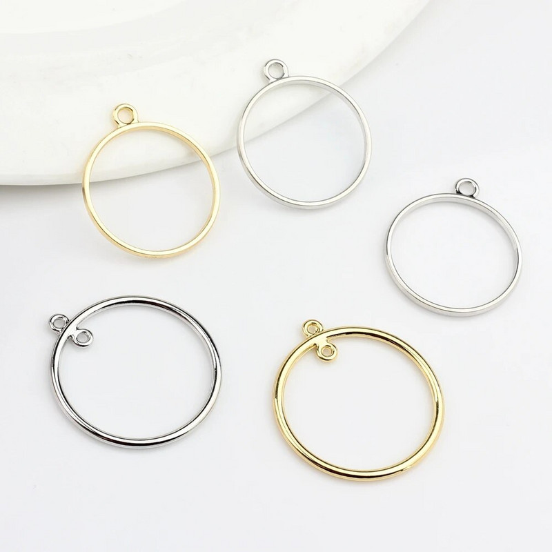Cinko lydinio apvalūs žiediniai pakabukai rėmelis metalinis rėmelis pakabukų komplektas kabošono komplektas 10vnt/stal.pasidaryk pats auskarai priedai