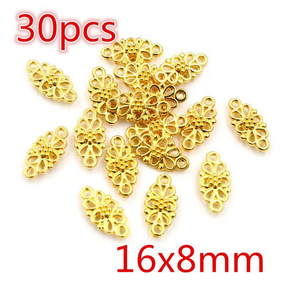 Νέα αντίκα επάργυρη επιμετάλλωση μπρούτζου με μεταλλικό σύνδεσμο Γούρια Κρεμαστό λουλούδι Vintage Μικρά γούρια DIY Κοσμήματα κολιέ Fidings