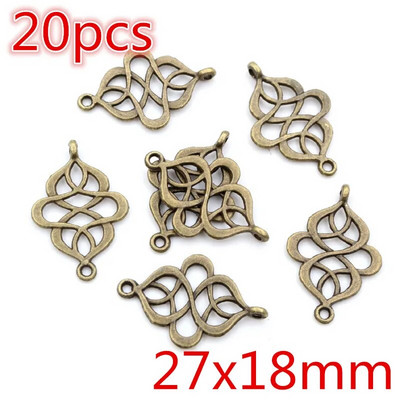 Νέα αντίκα επάργυρη επιμετάλλωση μπρούτζου με μεταλλικό σύνδεσμο Γούρια Κρεμαστό λουλούδι Vintage Μικρά γούρια DIY Κοσμήματα κολιέ Fidings