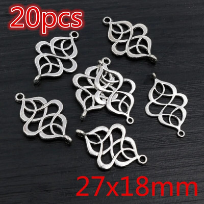 Νέα αντίκα επάργυρη επιμετάλλωση μπρούτζου με μεταλλικό σύνδεσμο Γούρια Κρεμαστό λουλούδι Vintage Μικρά γούρια DIY Κοσμήματα κολιέ Fidings