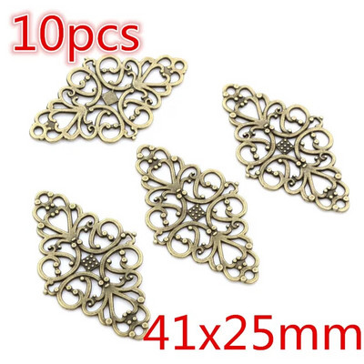 Νέα αντίκα επάργυρη επιμετάλλωση μπρούτζου με μεταλλικό σύνδεσμο Γούρια Κρεμαστό λουλούδι Vintage Μικρά γούρια DIY Κοσμήματα κολιέ Fidings