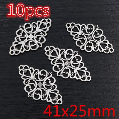 Νέα αντίκα επάργυρη επιμετάλλωση μπρούτζου με μεταλλικό σύνδεσμο Γούρια Κρεμαστό λουλούδι Vintage Μικρά γούρια DIY Κοσμήματα κολιέ Fidings