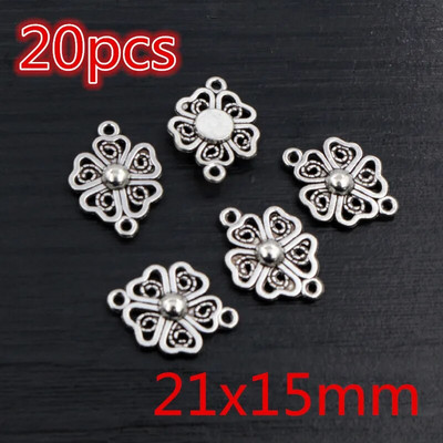 Νέα αντίκα επάργυρη επιμετάλλωση μπρούτζου με μεταλλικό σύνδεσμο Γούρια Κρεμαστό λουλούδι Vintage Μικρά γούρια DIY Κοσμήματα κολιέ Fidings