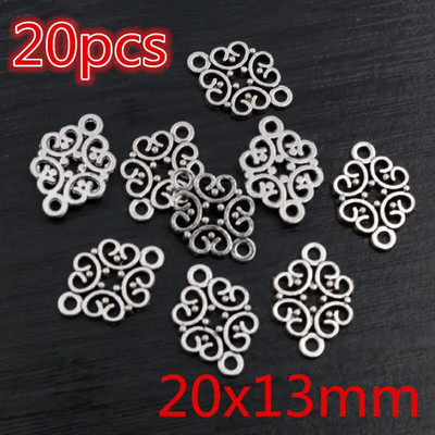 Νέα αντίκα επάργυρη επιμετάλλωση μπρούτζου με μεταλλικό σύνδεσμο Γούρια Κρεμαστό λουλούδι Vintage Μικρά γούρια DIY Κοσμήματα κολιέ Fidings