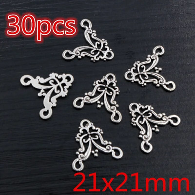 Νέα αντίκα επάργυρη επιμετάλλωση μπρούτζου με μεταλλικό σύνδεσμο Γούρια Κρεμαστό λουλούδι Vintage Μικρά γούρια DIY Κοσμήματα κολιέ Fidings