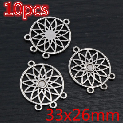 Νέα αντίκα επάργυρη επιμετάλλωση μπρούτζου με μεταλλικό σύνδεσμο Γούρια Κρεμαστό λουλούδι Vintage Μικρά γούρια DIY Κοσμήματα κολιέ Fidings