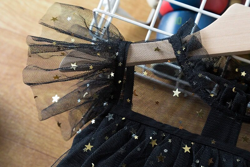 Φόρεμα καλοκαιρινού πάρτι για κορίτσια μόδας Παιδικό φόρεμα παγιέτα βολάν μανίκι Γενέθλια Πριγκίπισσα Στολή Μωρό μαύρο βραδινό πάρτι τούλι Ρούχα 3-8Τ