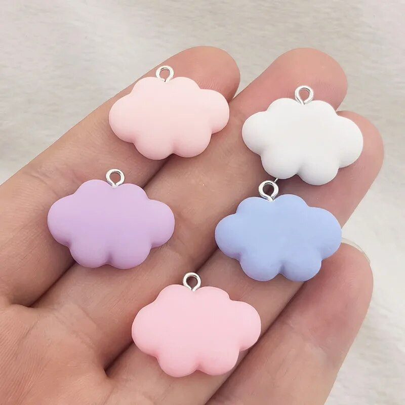 JINDINSP 10 τμχ 25*20mm Kawaii Clouds Resin Charms Μενταγιόν για κοσμήματα Κατασκευή DIY κοσμήματα αξεσουάρ, γούρια σχεδιαστών