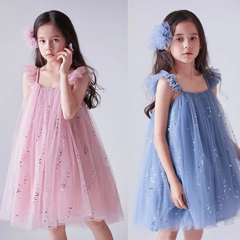 2023 Νέο Καλοκαιρινό Κοριτσίστικο Φόρεμα Πριγκίπισσα με βολάν Παιδικές παγιέτες Tutu πάρτι γενεθλίων Vestidos για κομψά κοριτσίστικα φορέματα 3-8 ετών