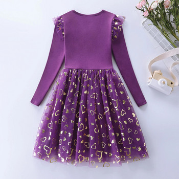 Φθινοπωρινό μονόκερο φόρεμα με μακρυμάνικο δίχτυ για κορίτσια LH1696